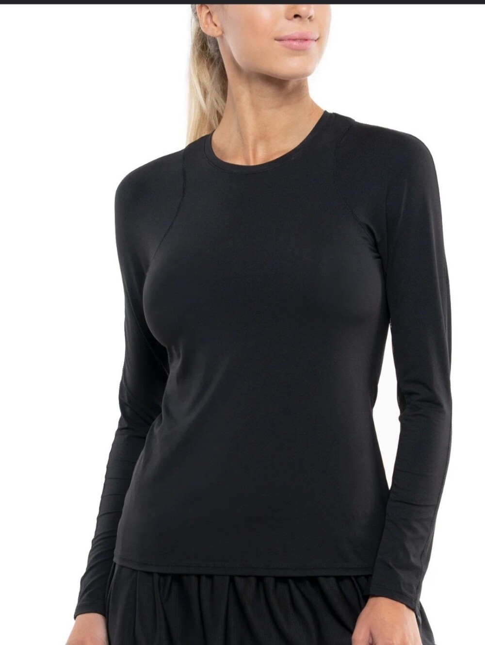 Lucky in Love Black Long-Sleeve Crewneck Performance Top